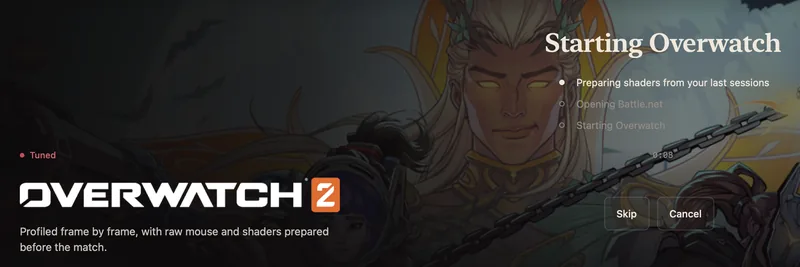 Starting Overwatch in Malbec: preparing shaders from your last sessions, opening Battle.net, starting Overwatch.